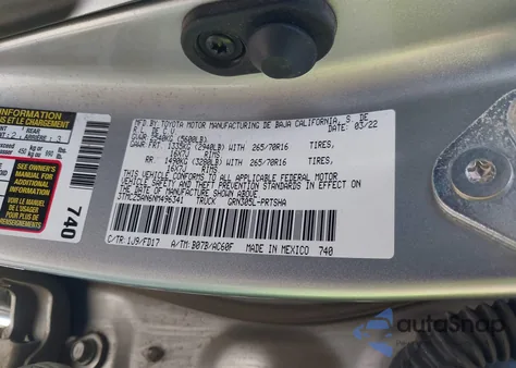 2022 Toyota Tacoma Trd Off Road из США, поврежденный, VIN 3TMCZ5AN6NM496341